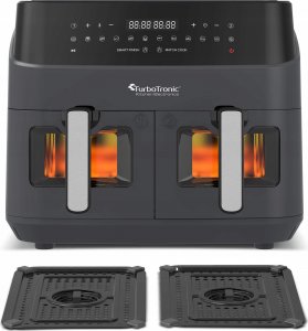 Frytkownica beztłuszczowa TurboTronic dwie komory 2x4,5L 9L z szybą 1600w Szara 3