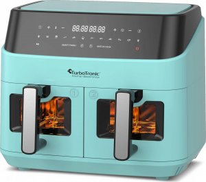 Frytkownica beztłuszczowa TurboTronic dwie komory 2x4,5L 9L z szybą 1600w Turkusowa 2