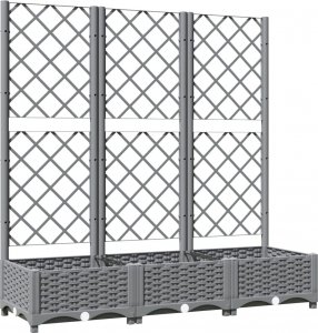 vidaXL Donica ogrodowa z kratką, jasnoszara, 120x40x121,5 cm, PP 2