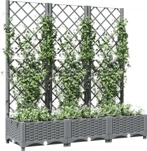 vidaXL Donica ogrodowa z kratką, jasnoszara, 120x40x121,5 cm, PP 3