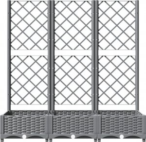 vidaXL Donica ogrodowa z kratką, jasnoszara, 120x40x121,5 cm, PP 4