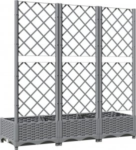 vidaXL Donica ogrodowa z kratką, jasnoszara, 120x40x121,5 cm, PP 6