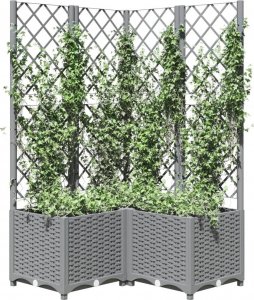 vidaXL Donica ogrodowa z kratką, jasnoszara, 80x80x136 cm, PP 3