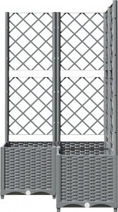 vidaXL Donica ogrodowa z kratką, jasnoszara, 80x80x136 cm, PP 4