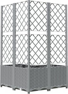 vidaXL Donica ogrodowa z kratką, jasnoszara, 80x80x136 cm, PP 6