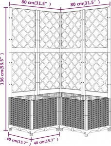 vidaXL Donica ogrodowa z kratką, jasnoszara, 80x80x136 cm, PP 8