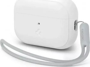 Spigen Etui ochronne na słuchawki Spigen Silicone Fit Strap do Apple AirPods Pro 1/2 white/grey ACS05811 1