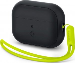 Spigen Etui ochronne na słuchawki Spigen Silicone Fit Strap do Apple AirPods Pro 1/2 black/phantom green ACS05810 1