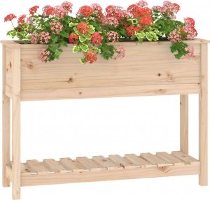 vidaXL Donica z półką, 111,5x34,5x81 cm, lite drewno sosnowe 4