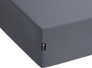 Beliani Bawełniane prześcieradło z gumką 140 x 200 cm ciemnoszare JANBU 3