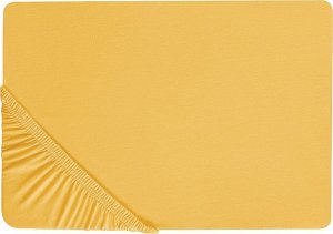 Beliani Bawełniane prześcieradło z gumką 140 x 200 cm musztardowe JANBU 2
