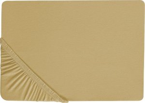 Beliani Bawełniane prześcieradło z gumką 160 x 200 cm oliwkowe JANBU 2