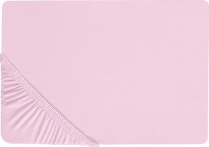 Beliani Bawełniane prześcieradło z gumką 160 x 200 cm różowe JANBU 2
