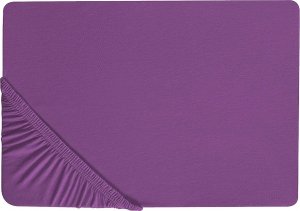 Beliani Prześcieradło z gumką 180 x 200 cm bawełniane fioletowe JANBU 1