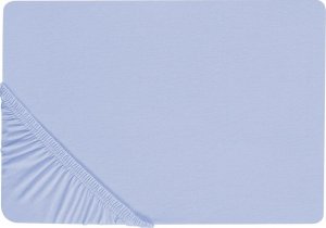 Beliani Bawełniane prześcieradło z gumką 180 x 200 cm niebieskie JANBU 2