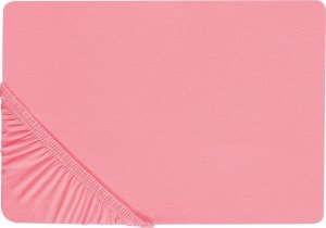 Beliani Bawełniane prześcieradło z gumką 200 x 200 cm koralowe JANBU 2