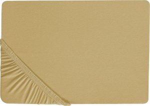 Beliani Bawełniane prześcieradło z gumką 200 x 200 cm oliwkowe JANBU 2