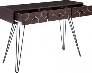 Beliani Konsola 3 szuflady ciemne drewno z czarnym MALSALA 4