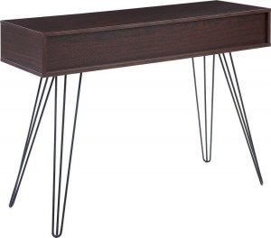 Beliani Konsola 3 szuflady ciemne drewno z czarnym MALSALA 5