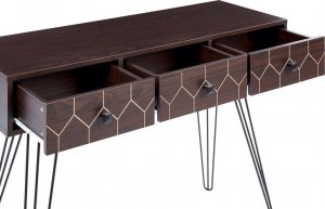 Beliani Konsola 3 szuflady ciemne drewno z czarnym MALSALA 6
