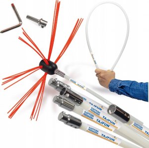 Tajfuny ZESTAW DO CZYSZCZENIA KOMINA OD DOŁU NA WIERTARKĘ TAJFUN 7M szczotka nylonowa 7