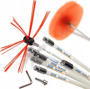 Tajfuny ZESTAW DO CZYSZCZENIA KOMINA OD DOŁU NA WIERTARKĘ TAJFUN 16M szczotka nylonowa 2