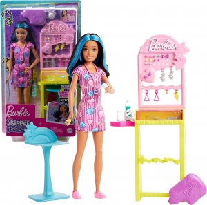 Lalka Barbie Mattel Barbie Skipper Pierwsza praca Przekłuwanie uszu Zestaw HKD78 1