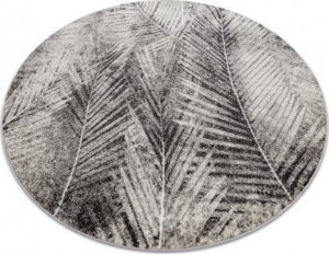 Dywany Łuszczów Dywan MATEO 8035/944 koło Nowoczesny liście palmy - strukturalny szary / beż , koło 100 cm 1