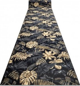 Dywany Łuszczów CHODNIK podgumowany MONSTERA Liście guma złoty 100 cm, 100x570 cm 1