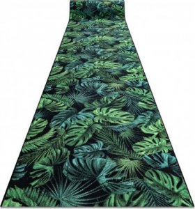 Dywany Łuszczów CHODNIK podgumowany MONSTERA Liście guma zielony 80 cm, 80x980 cm 1