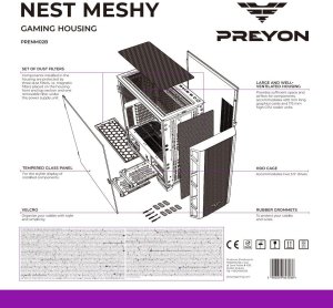 Obudowa PREYON Obudowa PREYON Nest Meshy (PRENM02B) + Wentylator PREYON Falcon Eye 120 PWM 3-pack (PFE1203B) 32