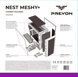 Obudowa PREYON Obudowa PREYON Nest Meshy+ (PRENMP04B) + Wentylator PREYON Eagle Eye 120 PWM ARGB 3-pack (PEE1203B) 41