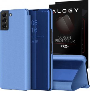 Alogy Etui Alogy Smart Clear View Cover z klapką do Samsung Galaxy S22 Plus Niebieskie + Szkło 1