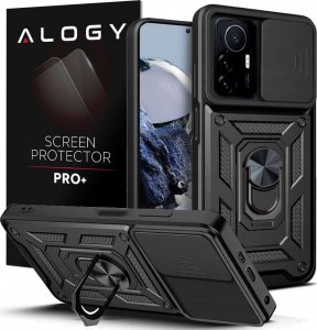 Alogy Etui Alogy Camshield Stand Ring z osłonką na aparat do Xiaomi 12T / 12T Pro pancerne czarne + Szkło 1