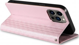 Hurtel Magnet Strap Case etui iPhone 14 Pro pokrowiec z klapką portfel mini smycz podstawka różowe 11