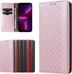 Hurtel Magnet Strap Case etui iPhone 14 Pro pokrowiec z klapką portfel mini smycz podstawka różowe 2