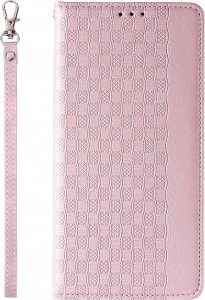 Hurtel Magnet Strap Case etui iPhone 14 Pro pokrowiec z klapką portfel mini smycz podstawka różowe 5