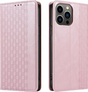 Hurtel Magnet Strap Case etui iPhone 14 Pro pokrowiec z klapką portfel mini smycz podstawka różowe 7