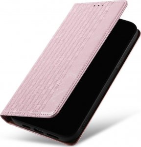 Hurtel Magnet Strap Case etui iPhone 14 Pro pokrowiec z klapką portfel mini smycz podstawka różowe 8