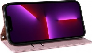 Hurtel Magnet Strap Case etui iPhone 14 Pro pokrowiec z klapką portfel mini smycz podstawka różowe 10