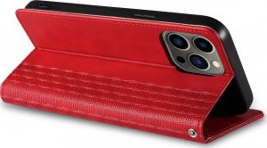 Hurtel Magnet Strap Case etui iPhone 14 Pro pokrowiec z klapką portfel mini smycz podstawka czerwone 13
