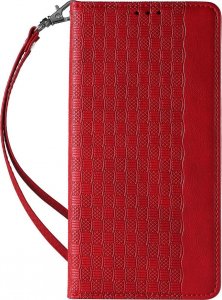 Hurtel Magnet Strap Case etui iPhone 14 Pro pokrowiec z klapką portfel mini smycz podstawka czerwone 4