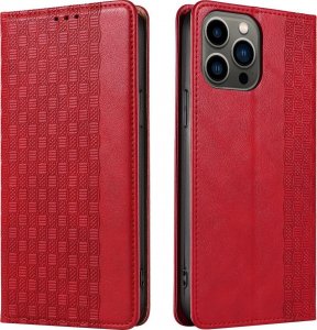 Hurtel Magnet Strap Case etui iPhone 14 Pro pokrowiec z klapką portfel mini smycz podstawka czerwone 7