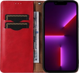 Hurtel Magnet Strap Case etui iPhone 14 Pro pokrowiec z klapką portfel mini smycz podstawka czerwone 8