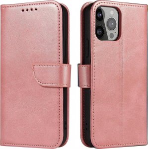 Hurtel Magnet Case etui iPhone 14 Pro Max pokrowiec z klapką portfel podstawka różowe 1