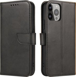 Hurtel Magnet Case etui Motorola Moto E32 pokrowiec z klapką portfel podstawka czarne 1