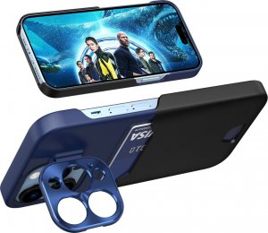 Hurtel Leather Stand Case etui do iPhone 14 pokrowiec portfel na kartę z podstawką niebieskie 6