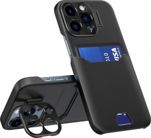 Hurtel Leather Stand Case etui do iPhone 14 Pro pokrowiec portfel na kartę z podstawką czarne 1