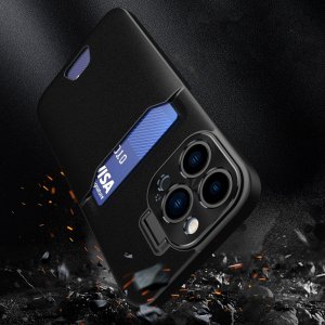 Hurtel Leather Stand Case etui do iPhone 14 Pro pokrowiec portfel na kartę z podstawką czarne 2