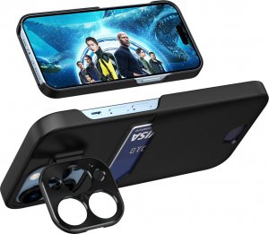 Hurtel Leather Stand Case etui do iPhone 14 Pro pokrowiec portfel na kartę z podstawką czarne 4